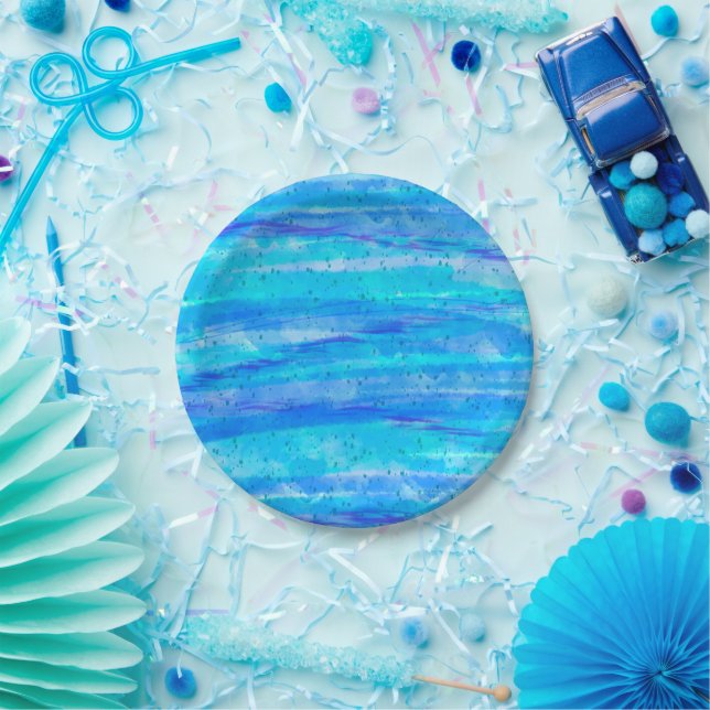 Prato De Papel Azul, Roxo, Aqua Marinha (Festa)