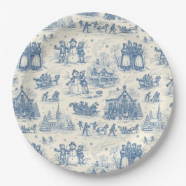 Prato De Papel Azul Toile Chinoiserie de Inverno