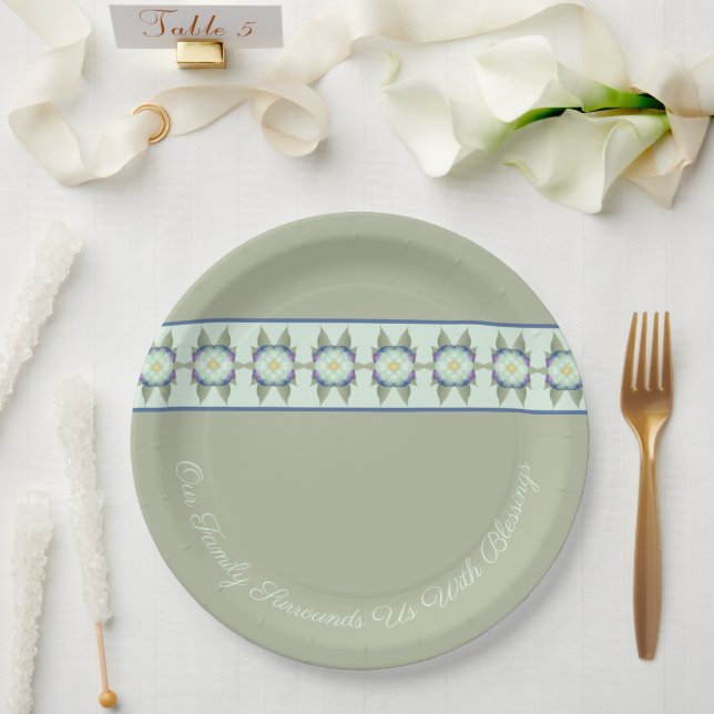 Prato De Papel Azul Verde e Teal (Casamento)