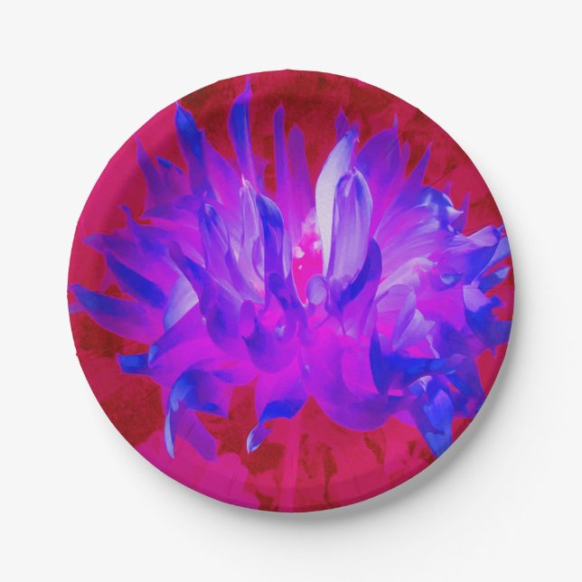 Prato De Papel Azul violeta assombroso e Cactus rosa-quente Dahli (Frente)