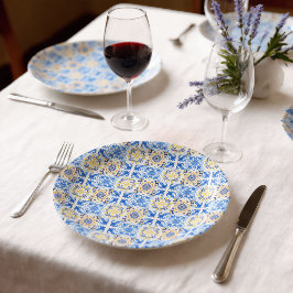 Prato De Papel Azulejo Azul Italiano Mamma Mia