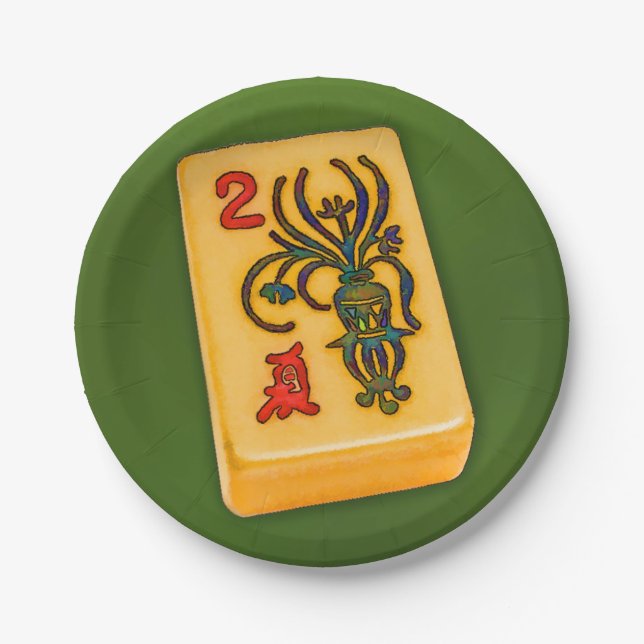 Prato De Papel Azulejo da flor do Mah Jongg (Frente)