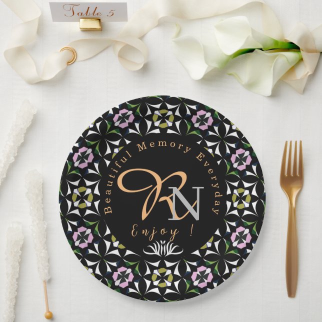 Prato De Papel Azulejo geométrico (Casamento)