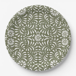 Prato De Papel Azulejo Talavera Verde Estilo Espanhol Festa