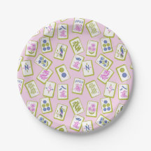 Azulejos de Mahjong Elegantes em Rosa Pastel