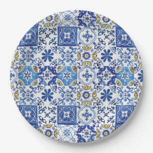 Prato De Papel Azulejos do Mosaico Mediterrâneo Festa de anivers