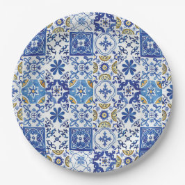Prato De Papel Azulejos do Mosaico Mediterrâneo Festa de aniversá