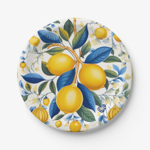 Prato De Papel 💙 💛 Azulejos Lemon Grove Placas de Papel