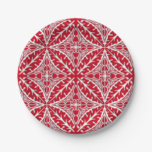 Prato De Papel Azulejos marroquinos - obscuridade - vermelho e