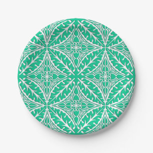 Prato De Papel Azulejos marroquinos - turquesa e branco