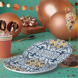 Prato De Papel Azulejos Padrão Mediterrâneo