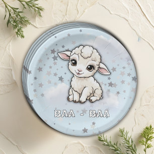 Prato De Papel Baa-baa Um Pequeno Chá de fraldas De Estrelas De L
