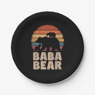 Prato De Papel Baba Bear Vintage Retro Funny Dia de os pais 2 Cub