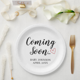 Prato De Papel Baby Announcement Coming Soon Paper Plates