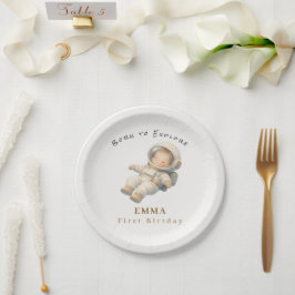 Prato De Papel Baby Astronaut First Birthday Paper Plate