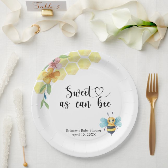 Prato De Papel Baby Bee - doce como pode ser (Casamento)
