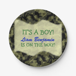 Prato De Papel Baby Boy - Camo Themed Chá de fraldas