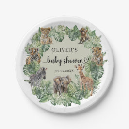 Prato De Papel Baby Boy Tropical Selgle Safari Animal Chá