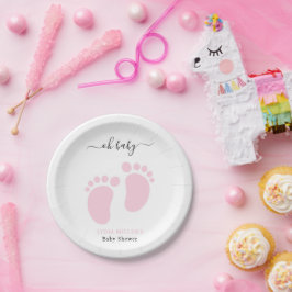 Prato De Papel Baby Feet Baby Shower Party, Girl Pink Baby Shower