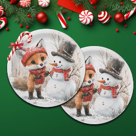 Prato De Papel Baby Fox e Snowman