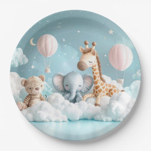 Prato De Papel Baby Giraffe com todos os seus amigos