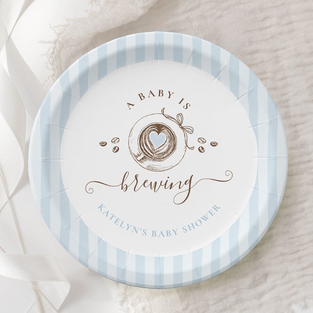 Prato De Papel Baby Is Brewing Listras Azuis (Criador carregado)