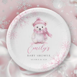 Prato De Papel Baby It’s Cold Outside Pink Paper Plates