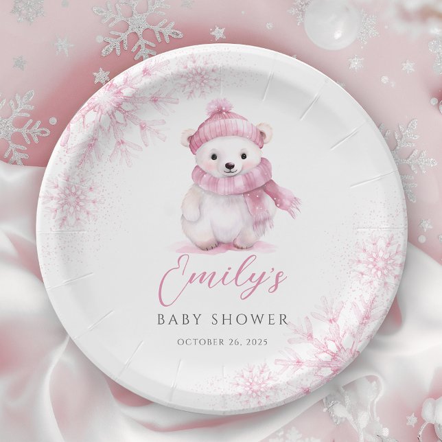 Prato De Papel Baby It’s Cold Outside Pink Paper Plates (Criador carregado)