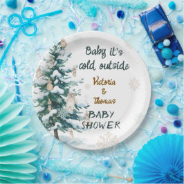 Prato De Papel Baby It's Cold Outside Baby Shower 