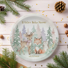 Prato De Papel Baby It's Cold Outside Elegant Winter Woodland