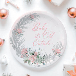 Prato De Papel Baby its cold outside Pink Winter