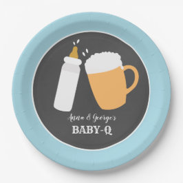 Prato De Papel Baby-Q Beer Barbecue Co-Ed Plate - Azul