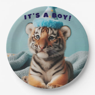Prato De Papel Baby Reveal Boy Tiger