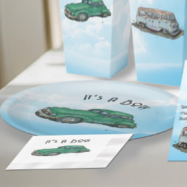 Prato De Papel Baby shower for a boy, sedan