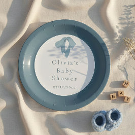 Prato De Papel Baby Shower Paper Plates for Boy – Blue Bow