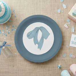 Prato De Papel Baby Shower Paper Plates for Boy – Blue Bow
