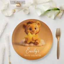 Baby Shower Paper Plates – Little Lion & Star