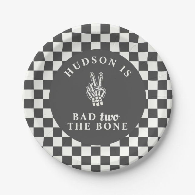 Prato De Papel Bad TWO The Bone Second Birthday  (Frente)