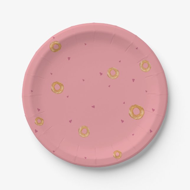 Prato De Papel BAGELS E AMOR BÁSICO | Rosa de salmão rosa | (Frente)