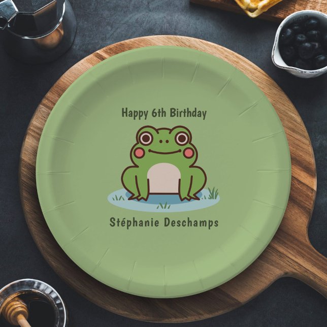Prato De Papel Bairthday Sapo (Cute Frog Paper Plate)