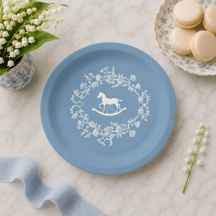 Prato De Papel Balanço Preppy Azul Wedgewood Chás de Bebê