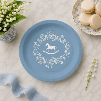 Prato De Papel Balanço Preppy Azul Wedgewood Chás de Bebê 