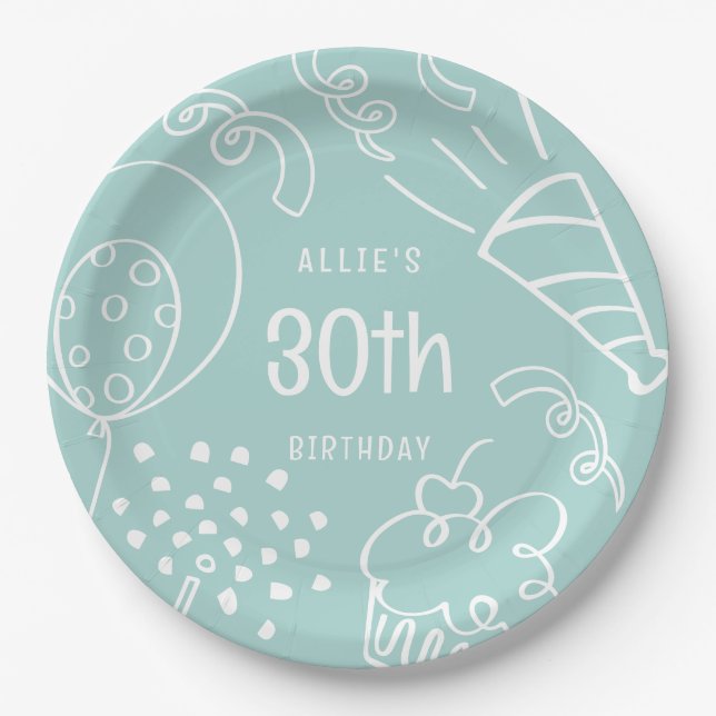 Prato De Papel Balão De Aniversário Gelado De Mão Gelada Qualquer (Frente)