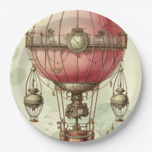 Prato De Papel Balão de ar quente, cor-de-rosa, a vapor-jato (2)