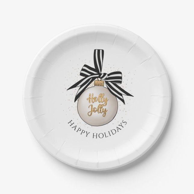 Prato De Papel Balas de Natal Feliz Elegante (Frente)