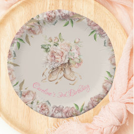 Prato De Papel Balé Dancer Rosa Floral Aniversário
