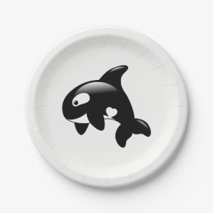 Prato De Papel Baleia bonito da orca