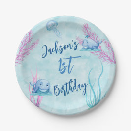 Prato De Papel Baleia de um Bom Tempo