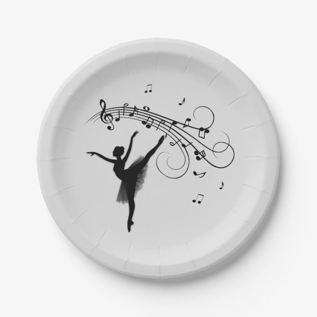 Prato De Papel Ballerina Dançando com Música (Frente)