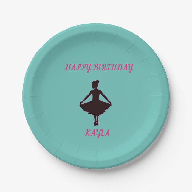 Prato De Papel Ballerina Happy Birthday Party Play Plate (Frente)